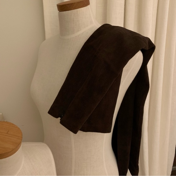 Vince Brown Suede Leather Stretch Pants - Picture 2 of 10